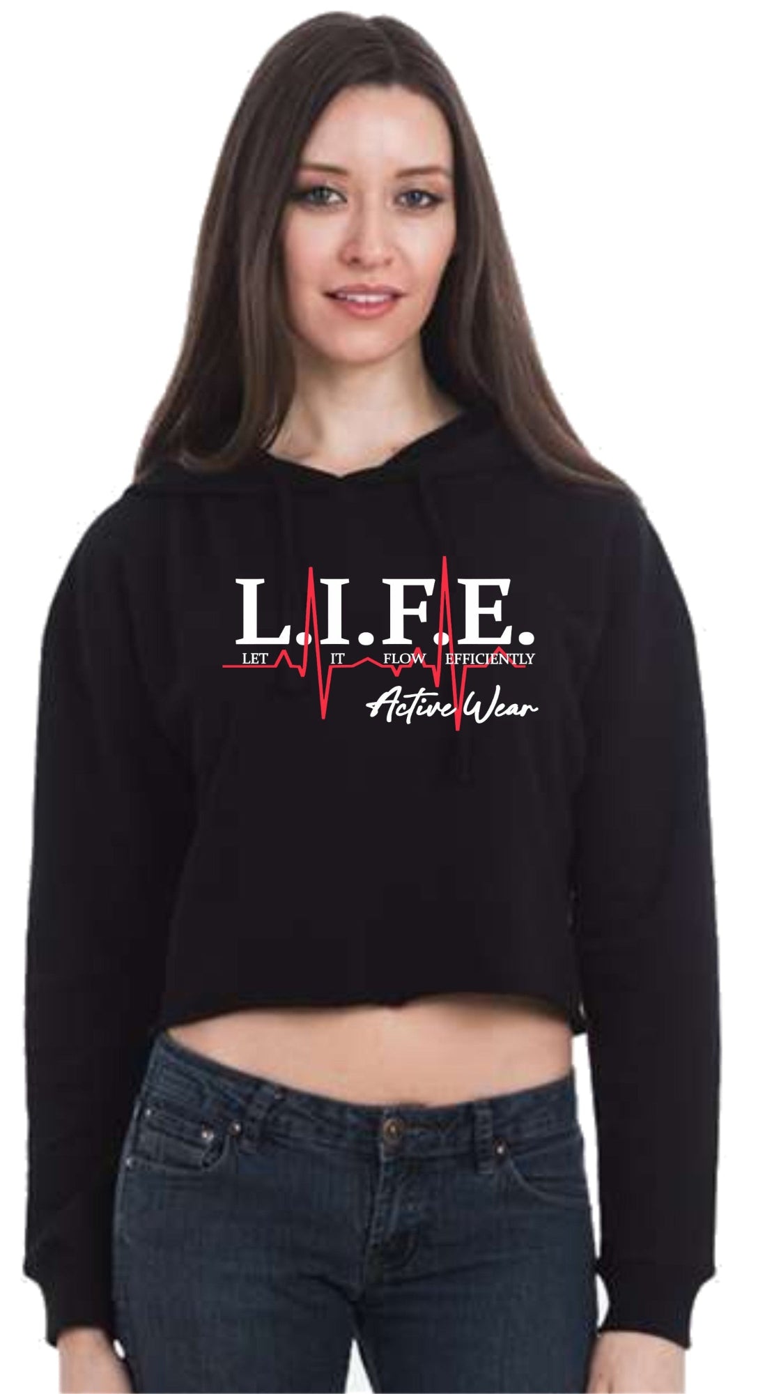 L.I.F.E Let It Flow Efficiently Brand Cropped Hoodie
